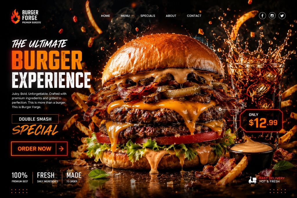 Banner Web Publicidade - Hamburgueria