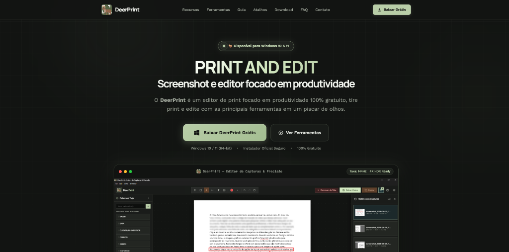 DeerPrint - Screenshot e Editor de Produtividade